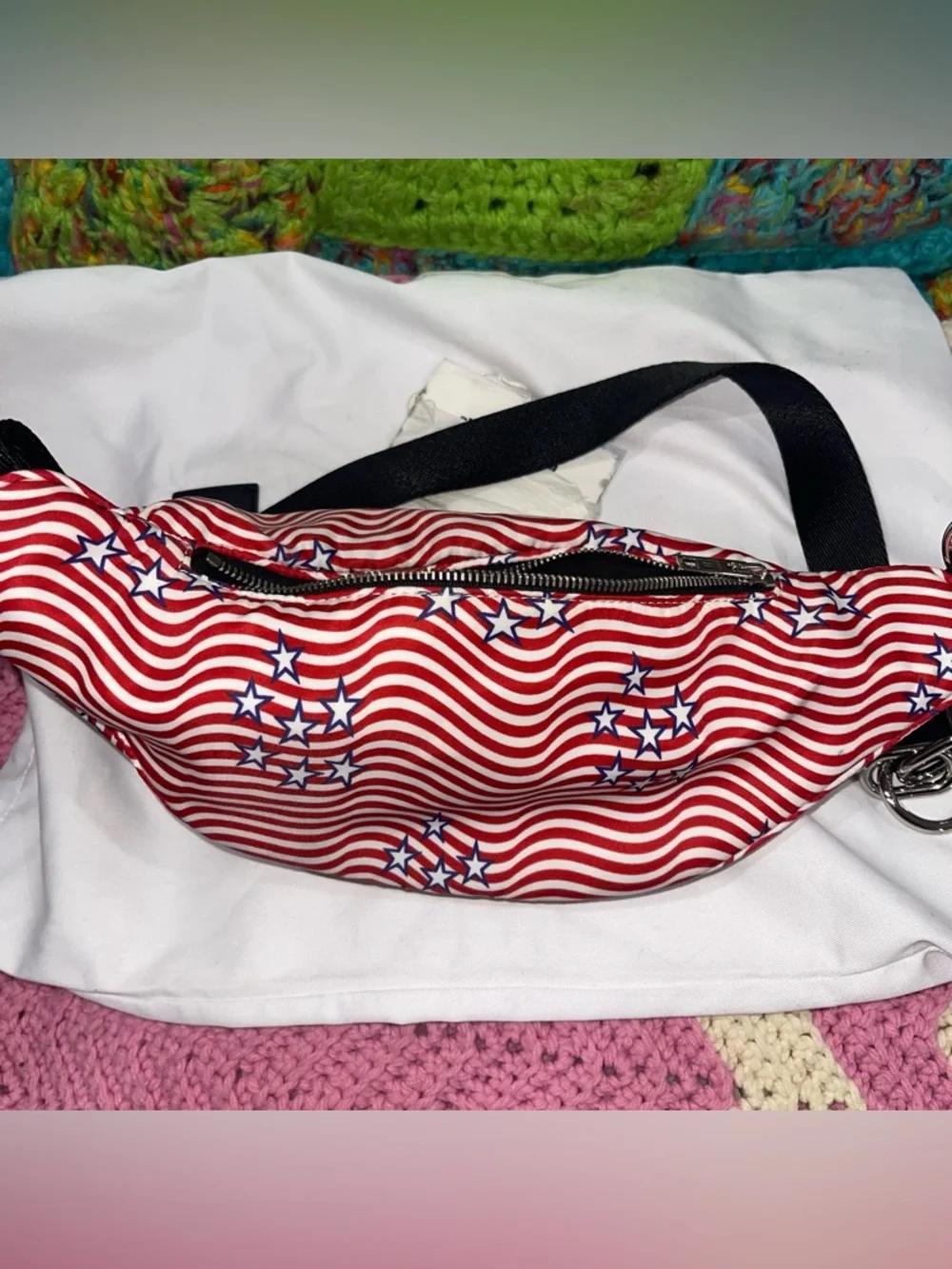 ALEXANDER WANG Attica Mini Fanny Crossbody Stars Stripes Nylon Bag NWT
